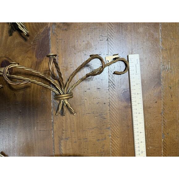 Homco Home Interiors Gold Twisted Metal Rope 2 Candle Wall Sconce & Shelves Vtg - Picture 6 of 16